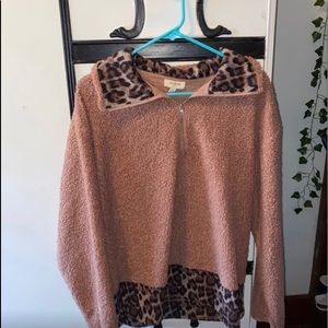 Pink cheetah quarter zip